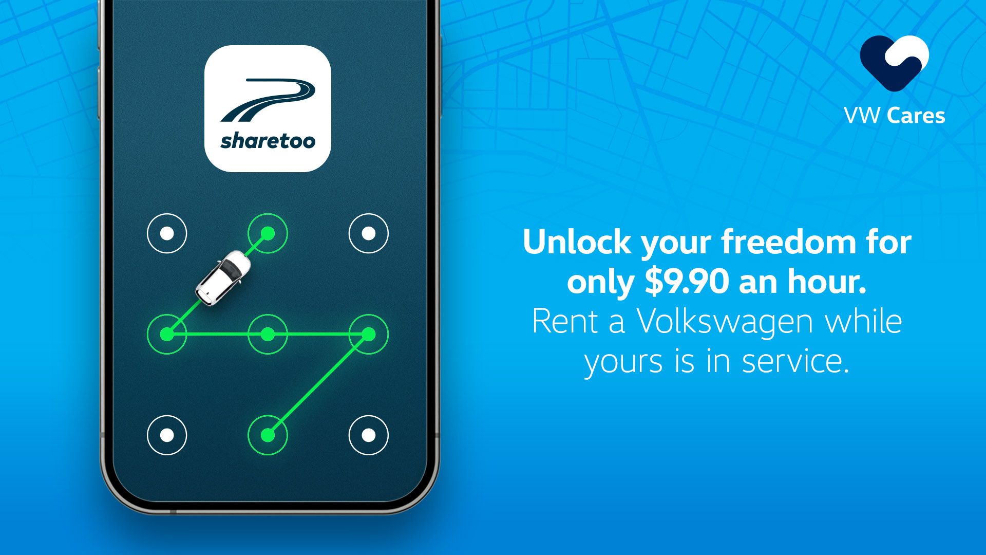 An image of a car driving in a Z position within a phone app
