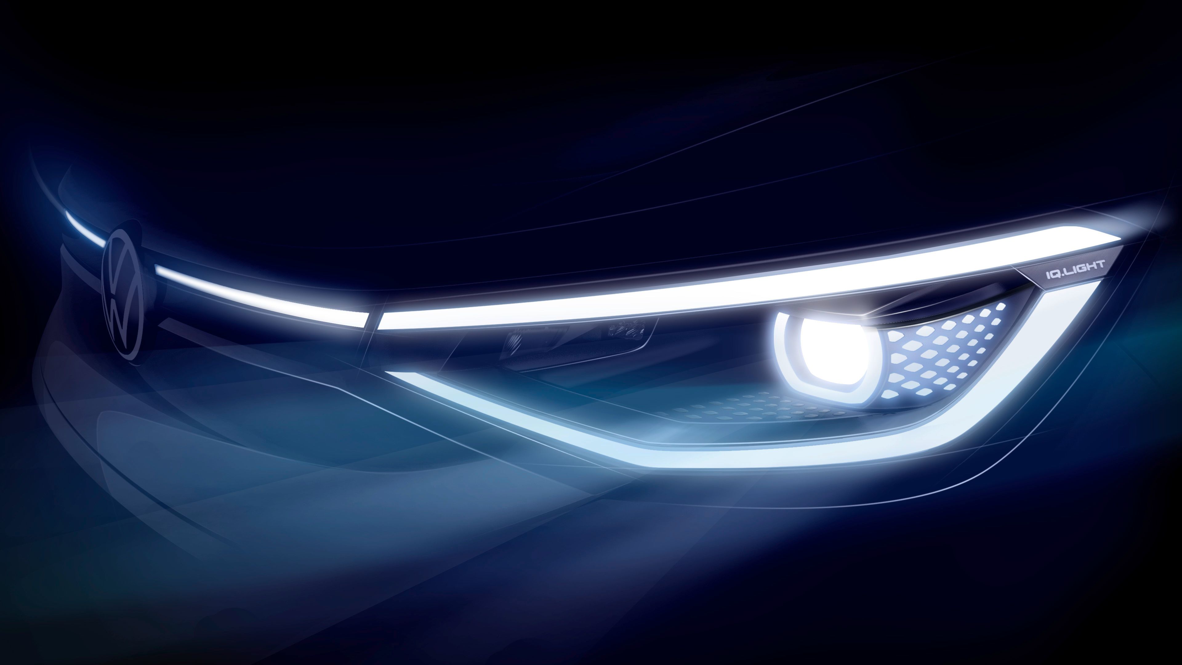 The shining bright lights of the IQ.Light technology of the Volkswagen ID.4.