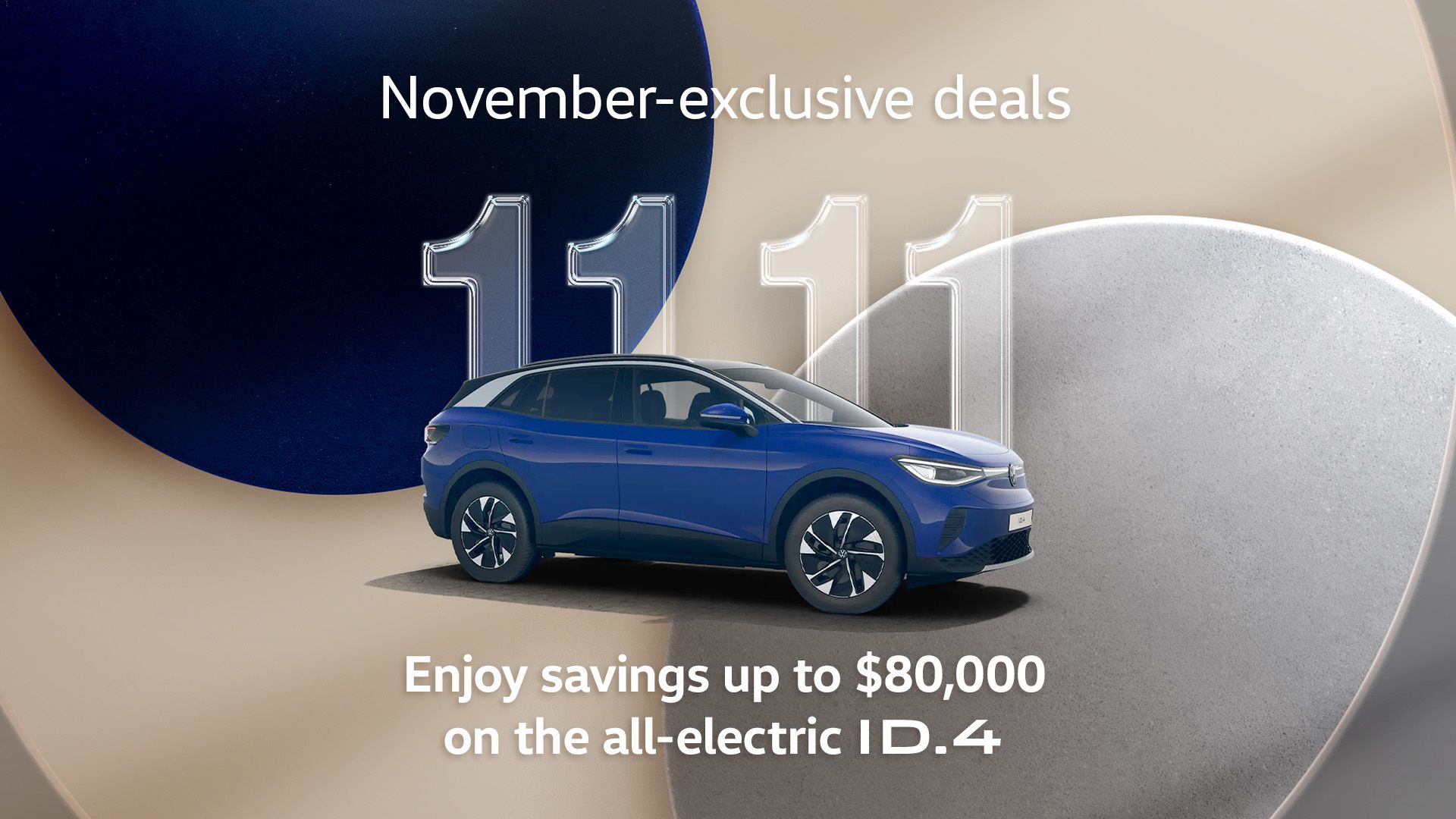 A blue ID.4 displayed against an abstract background