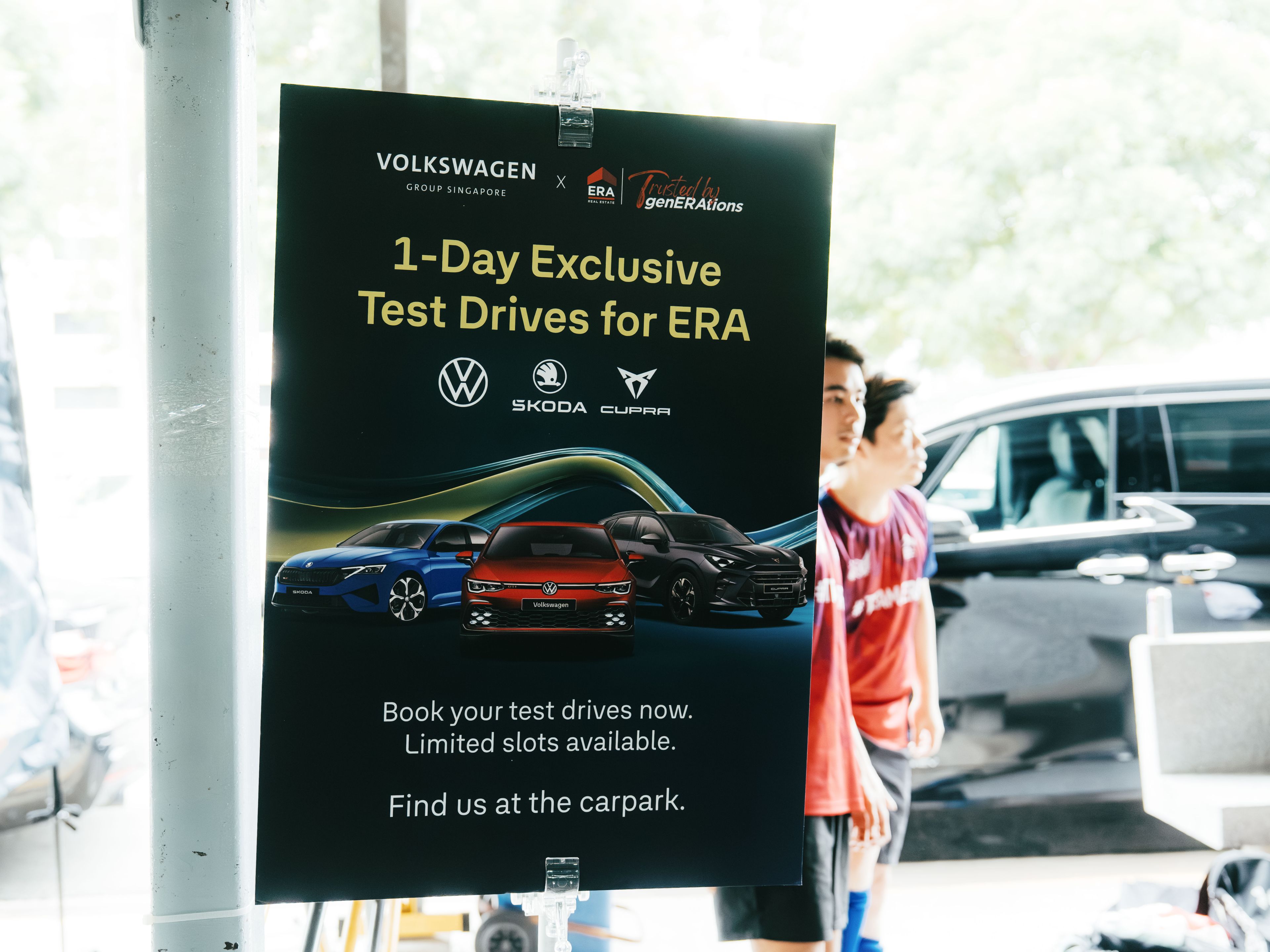 A standee with instructions to guide participants on what they can do and where to go