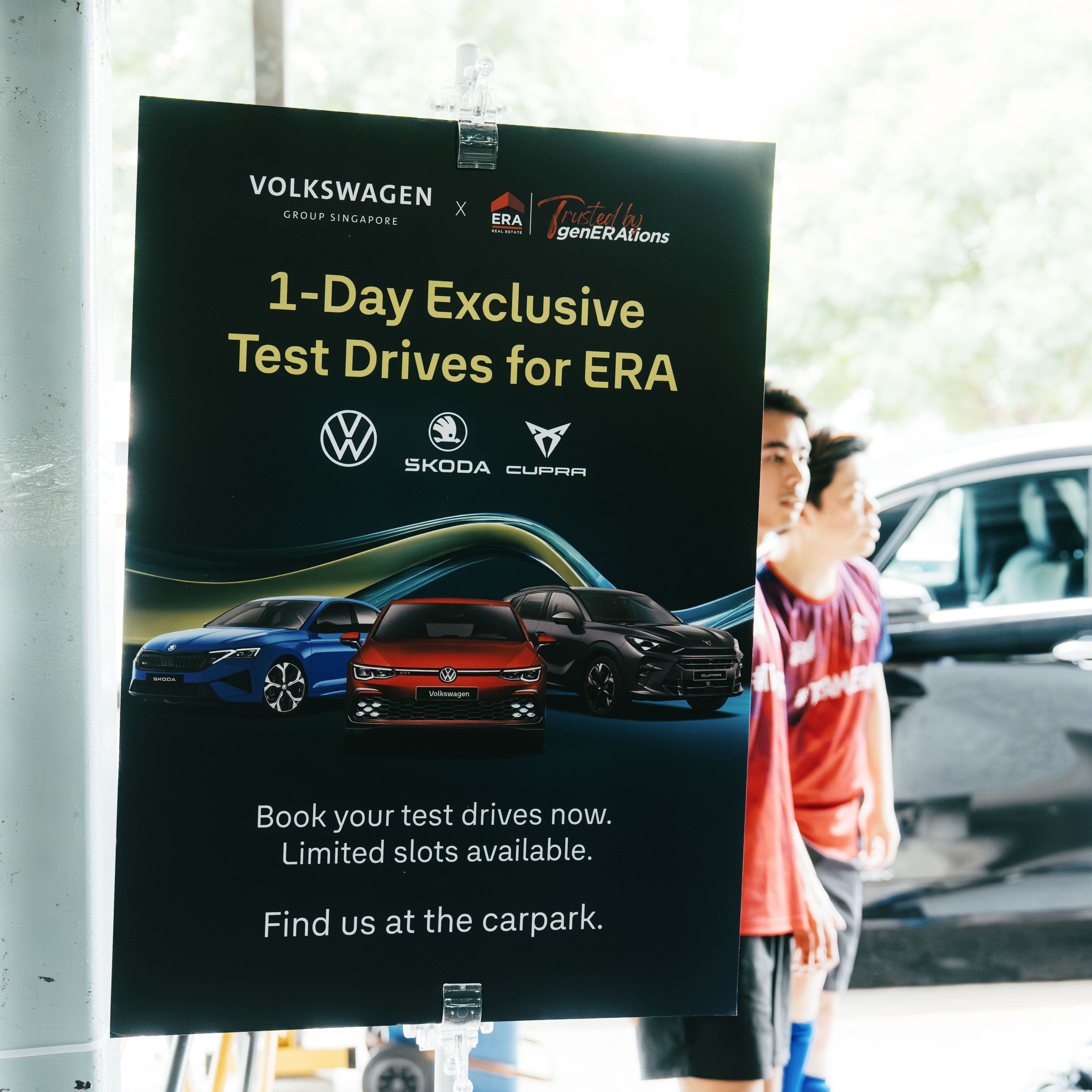 A standee with instructions to guide participants on what they can do and where to go