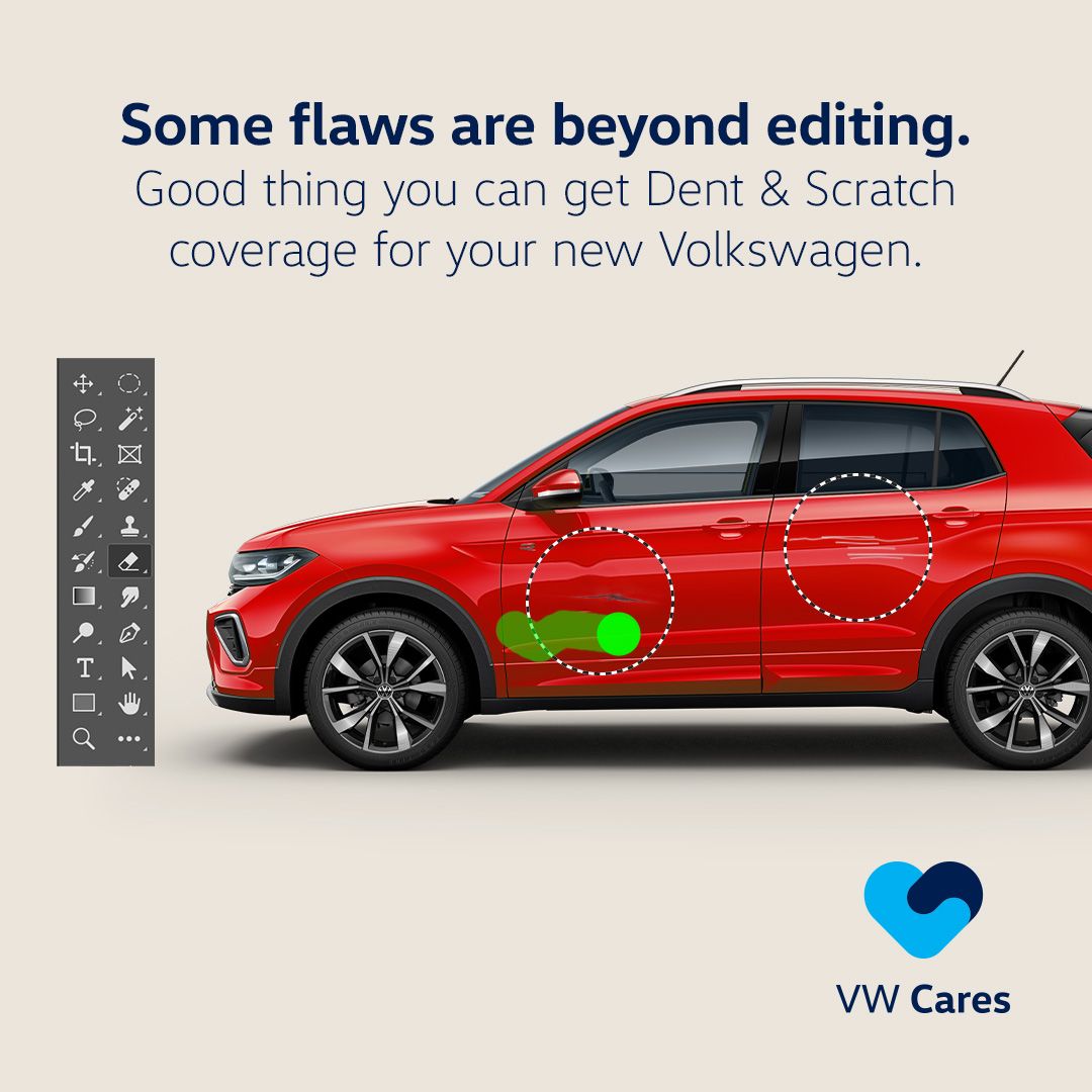 Image 37: A red Volkswagen car getting its dents and scratches removed