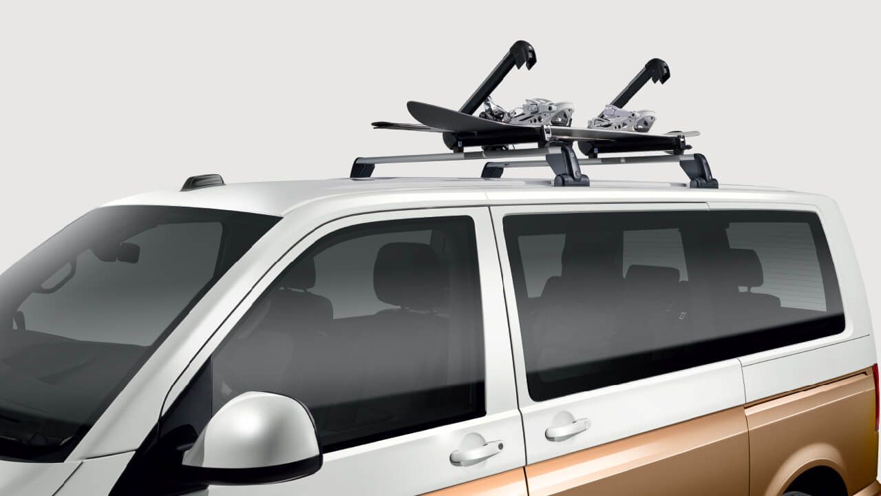 A Volkswagen Commercial Vehicle showcasing its Genuine Accessory installed on the roof of the vehicle.