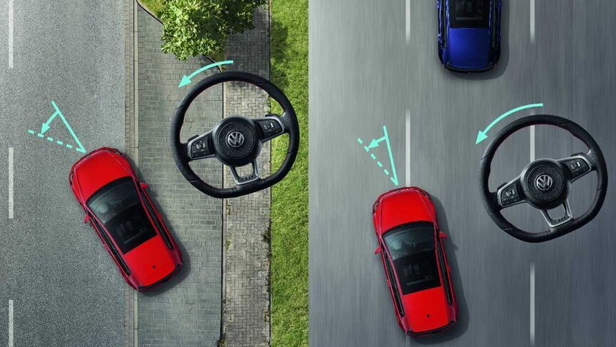 A picture show the progressive steering by helping the driver to checks the speed and adapts the steering for easier, more comfortable and engaging drive that a Golf GTI truly delivers. 