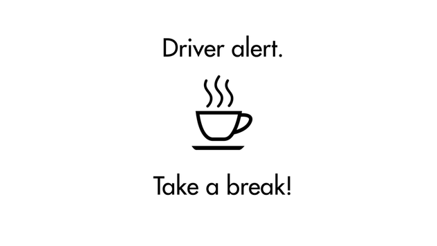 a cup of hot coffee symbol by noticing the driver alert and to take a break